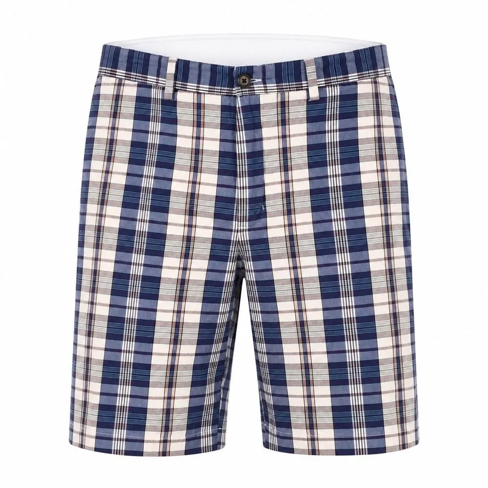 Banana Republic Flat Front Chino Shorts Men's 38 Blue Plaid